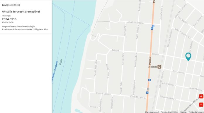 Áramszünet Gödön