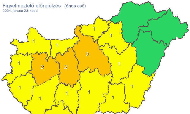 Ónos esőre figyelmeztet a Magyar Közút