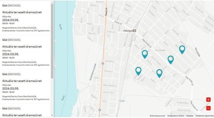 Áramszünet Gödön